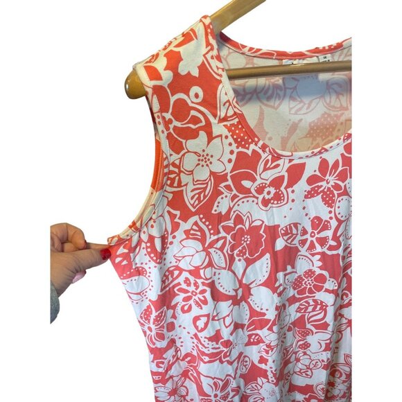 D & Co Orange White Sleeveless Scoop Neck Full Length Maxi Dress Sz 1X - Picture 4 of 6